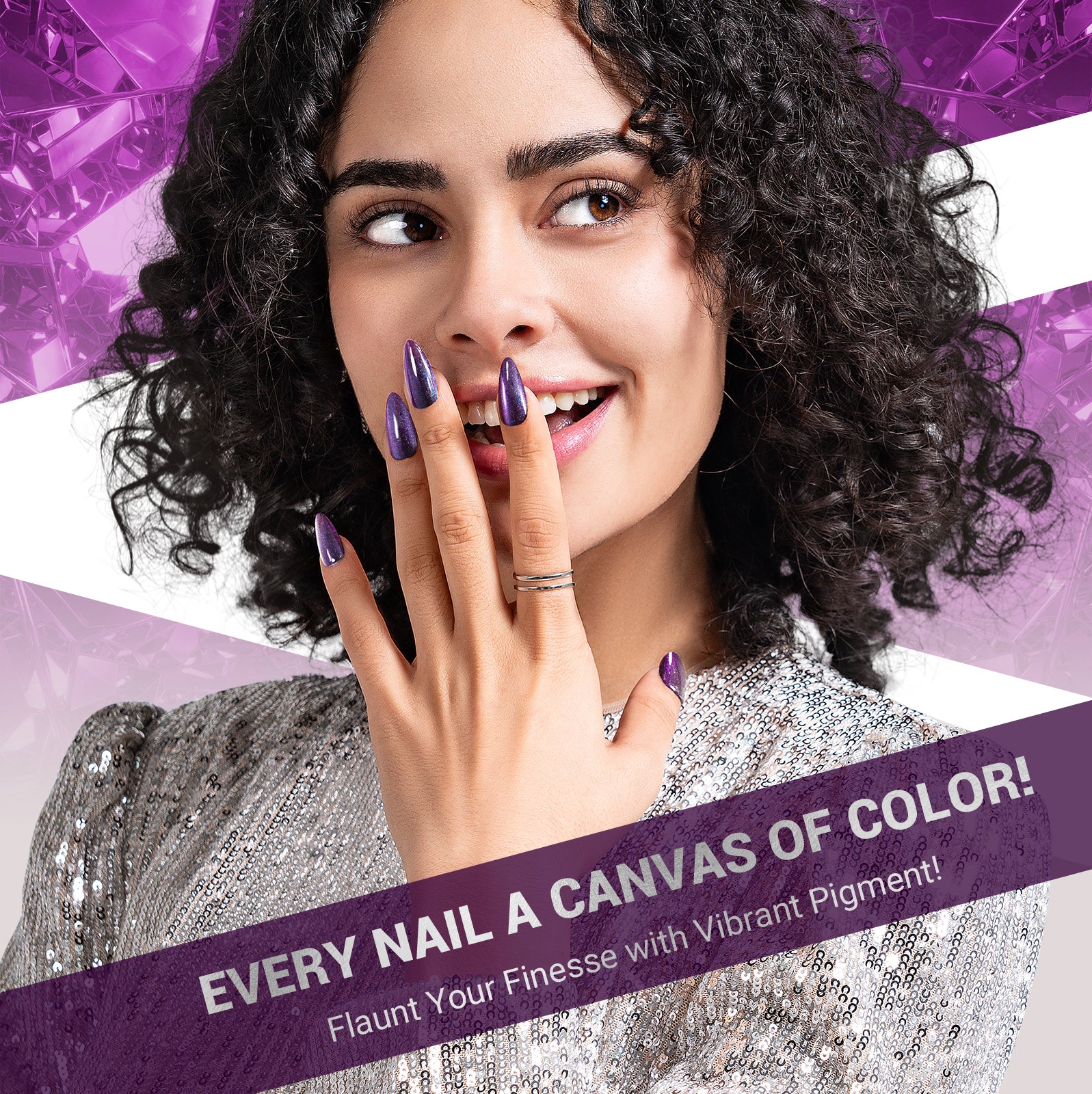 Z035 Universe Purple Glitter - TPO-Free Thick Gel Nail Polish(15ml) - Image 4