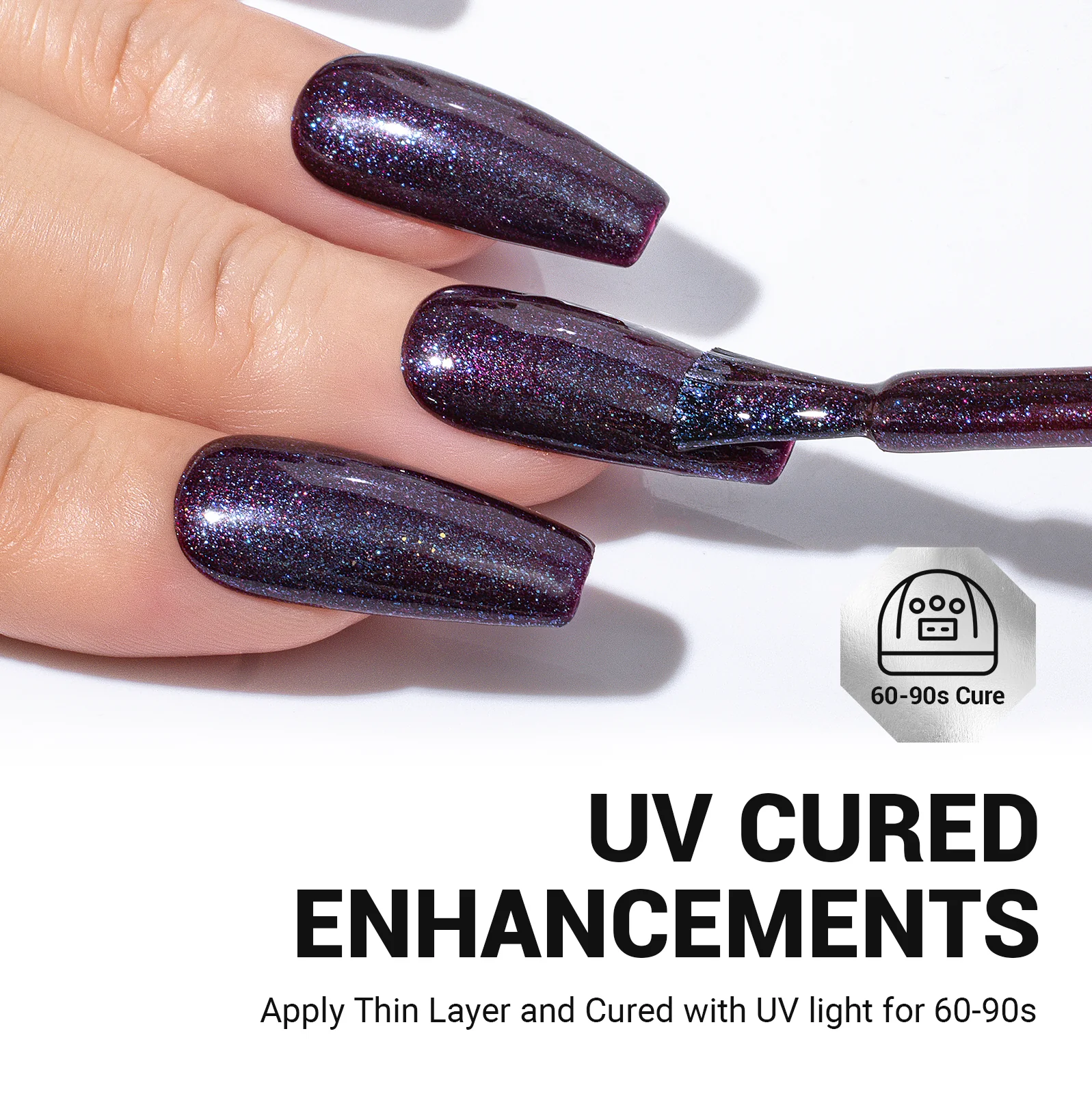 Z035 Universe Purple Glitter - TPO-Free Thick Gel Nail Polish(15ml) - Image 5