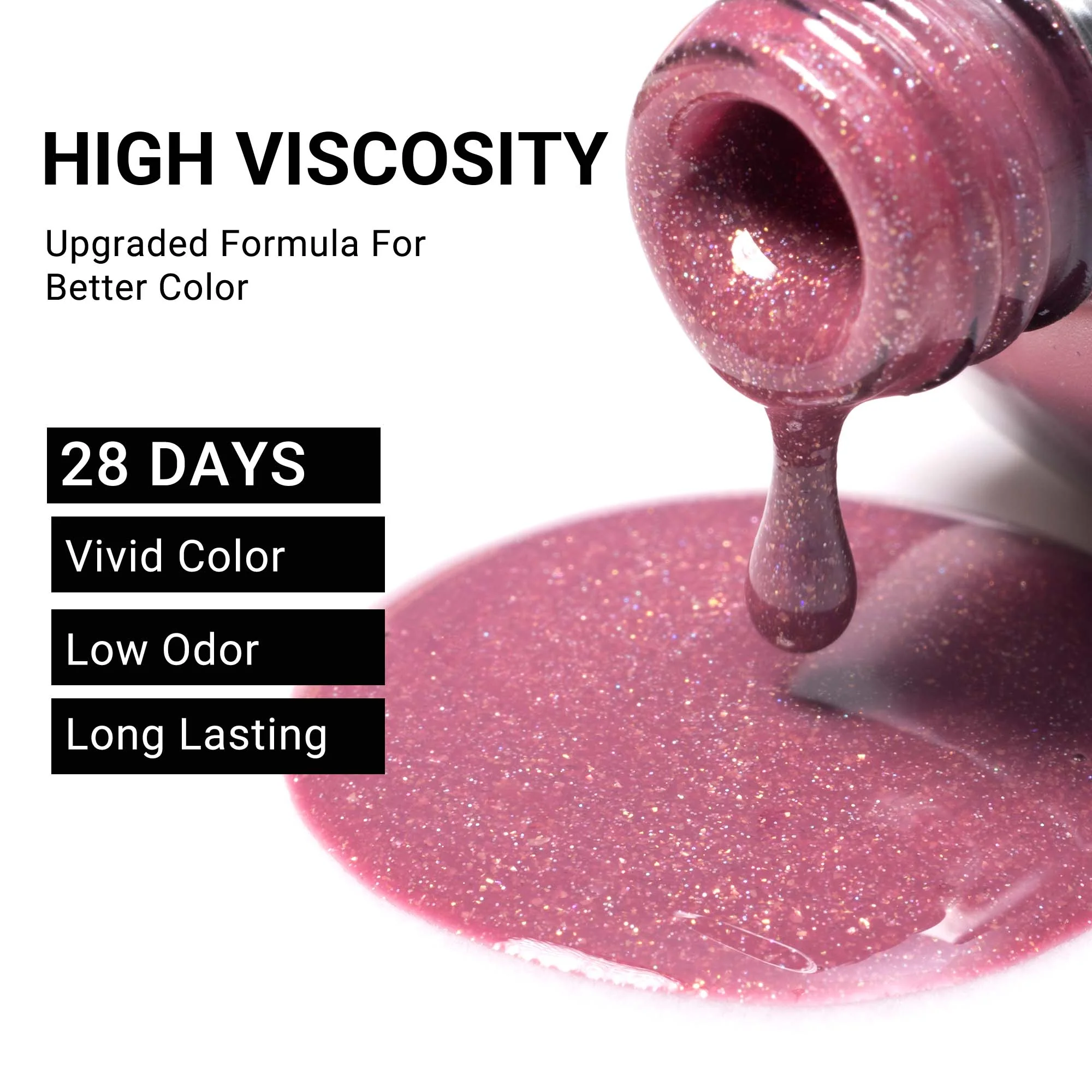 Z040 Violet Glitter - TPO-Free Thick Gel Nail Polish(15ml) - Image 2