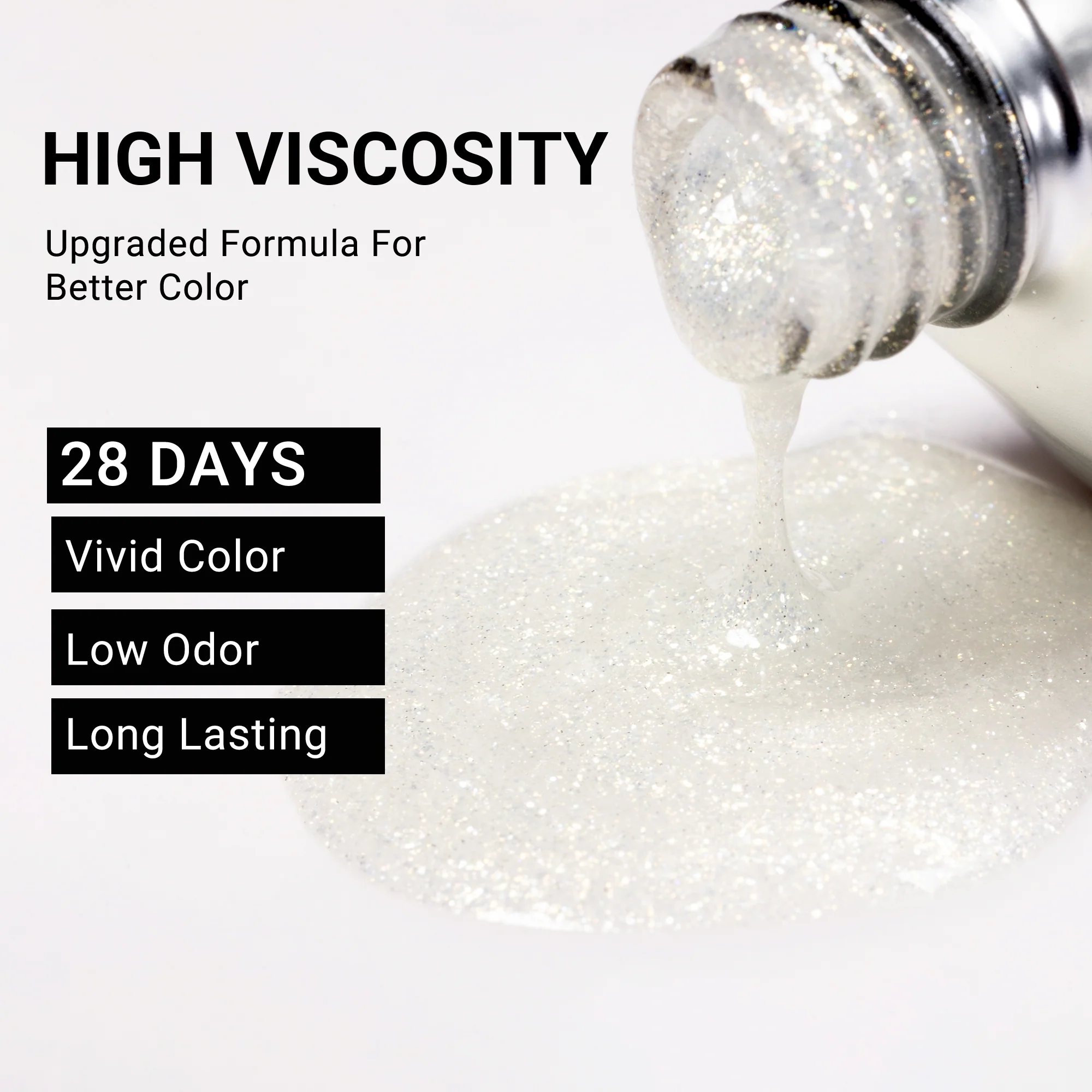 Z053 Translucent Jelly Glitter White - TPO-Free Thick Gel Nail Polish(15ml) - Image 2