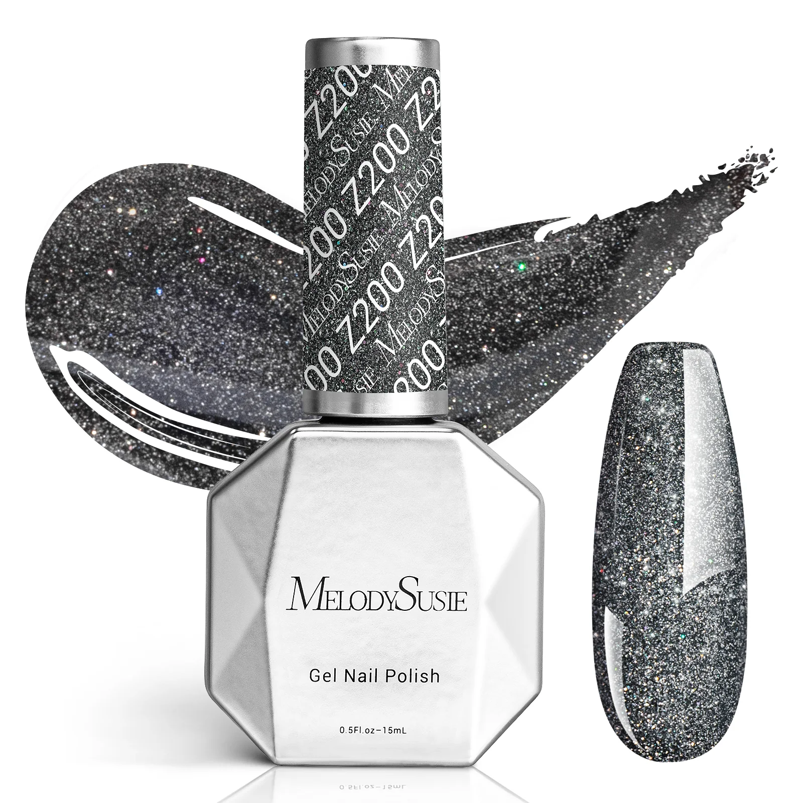 Z200 Galaxy Black - TPO-Free Faster UV Curing Gel Nail Polish 0.5 fl oz/15ml