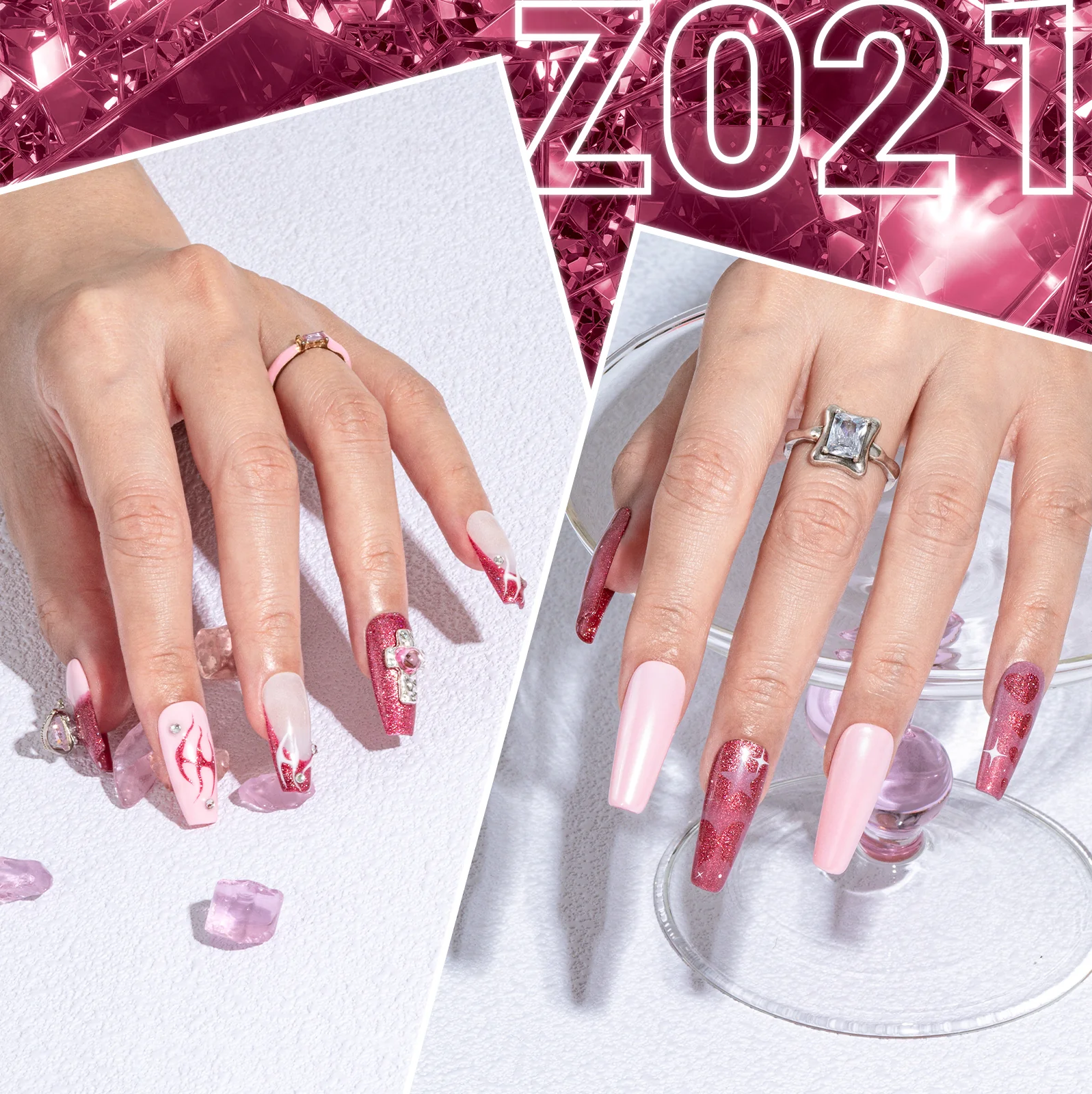 Z201 Strawberry Pink Glitter - TPO-Free Thick Gel Nail Polish(15ml) - Image 6